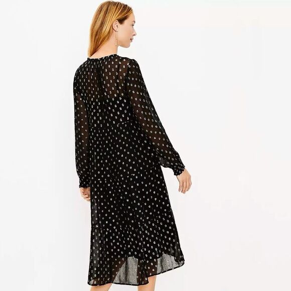 Loft Shimmer Clip Tiered Midi Dress - Picture 3 of 6